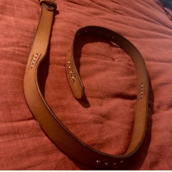 Light Brown Studded Etched Leather Belt Size M/L - Picture 3 of 5